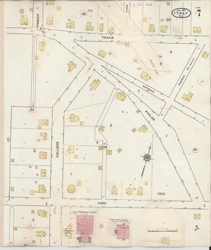 Sanborn Fire Insurance Map from Italy, Ellis County, Texas (1944), Sheet #0007 - Complete Map Set gallery image, historic Sanborn map, vintage wall art, Texas Texas