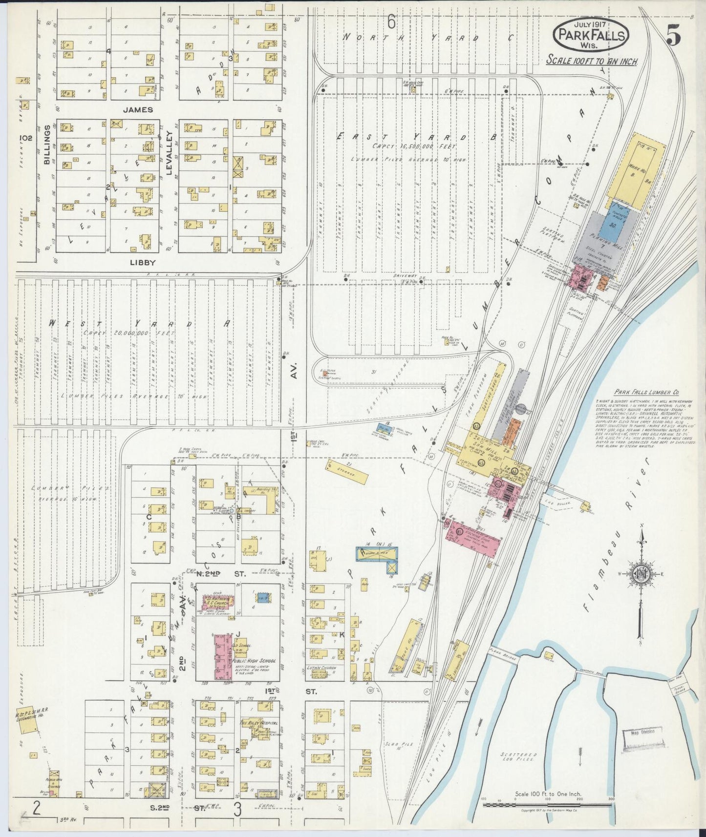 Sanborn Fire Insurance Map from Park Falls, Price County, Wisconsin (1917), Sheet #0005 - Complete Map Set gallery image, historic Sanborn map, vintage wall art, Wisconsin Wisconsin