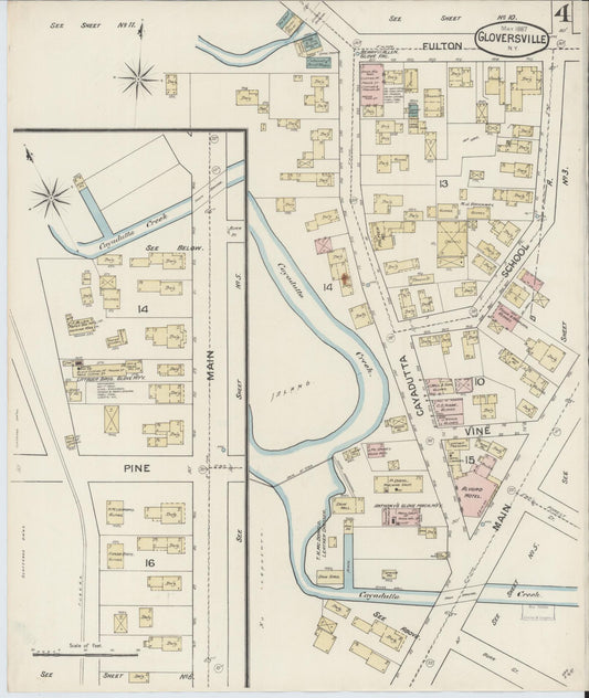 Sanborn Fire Insurance Map from Gloversville, Fulton County, New York (1887), Sheet #0004 - Historic Sanborn Fire Insurance Map Print, vintage old map wall art, antique decor, genealogy gift, New York New York map