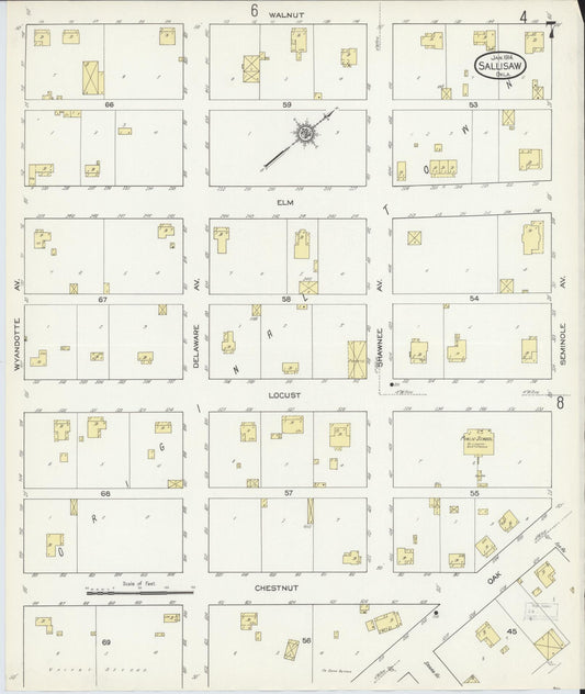 Sanborn Fire Insurance Map from Sallisaw, Sequoyah County, Oklahoma (1914), Sheet #0007 - Historic Sanborn Fire Insurance Map Print, vintage old map wall art, antique decor, genealogy gift, Oklahoma Oklahoma map
