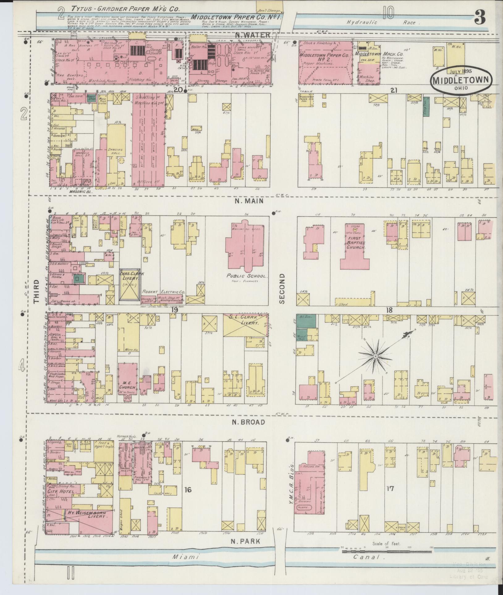 Sanborn Fire Insurance Map from Middletown, Butler County, Ohio (1895), Sheet #0003 - Historic Sanborn Fire Insurance Map Print, vintage old map wall art, antique decor, genealogy gift, Ohio Ohio map