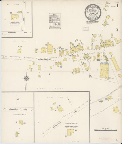 Sanborn Fire Insurance Map from Pahoa, Hawaii County, Hawaii (1914), Sheet #0001 - Historic Sanborn Fire Insurance Map Print, vintage old map wall art, antique decor, genealogy gift, Pahoa Hawaii map