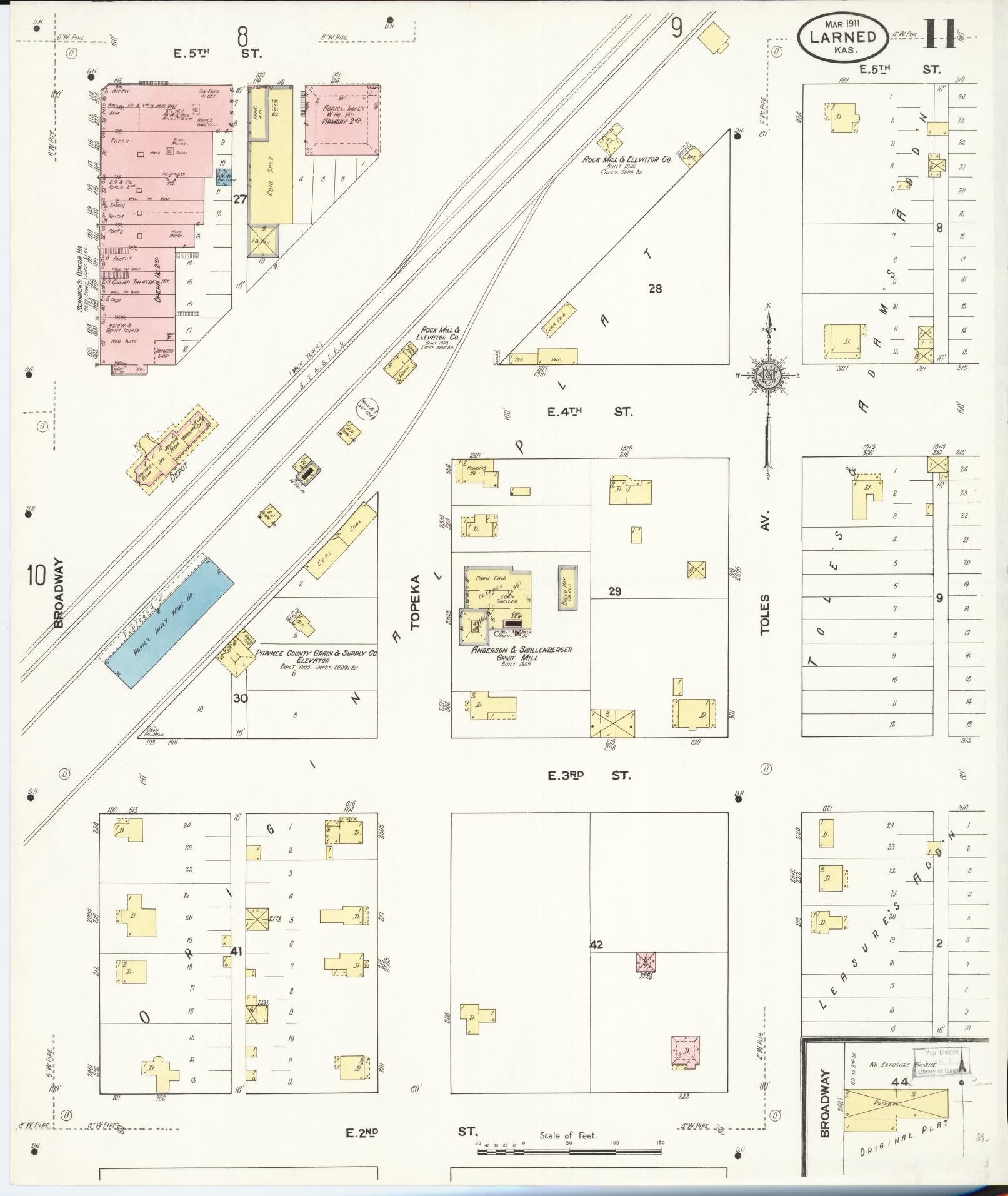 Sanborn Fire Insurance Map from Larned, Pawnee County, Kansas (1911), Sheet #0011 - Complete Map Set gallery image, historic Sanborn map, vintage wall art, Kansas Kansas