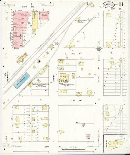 Sanborn Fire Insurance Map from Larned, Pawnee County, Kansas (1911), Sheet #0011 - Complete Map Set gallery image, historic Sanborn map, vintage wall art, Kansas Kansas