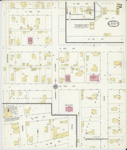 Sanborn Fire Insurance Map from Clay City, Clay County, Illinois (1913), Sheet #0002 - Historic Sanborn Fire Insurance Map Print, vintage old map wall art, antique decor, genealogy gift, Illinois Illinois map