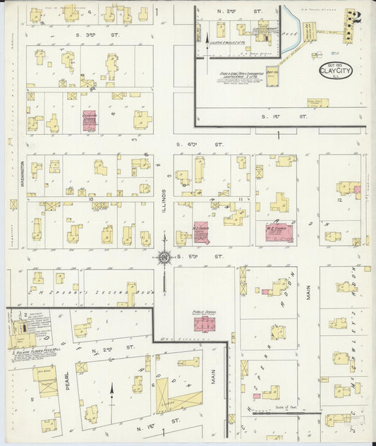 Sanborn Fire Insurance Map from Clay City, Clay County, Illinois (1913), Sheet #0002 - Historic Sanborn Fire Insurance Map Print, vintage old map wall art, antique decor, genealogy gift, Illinois Illinois map