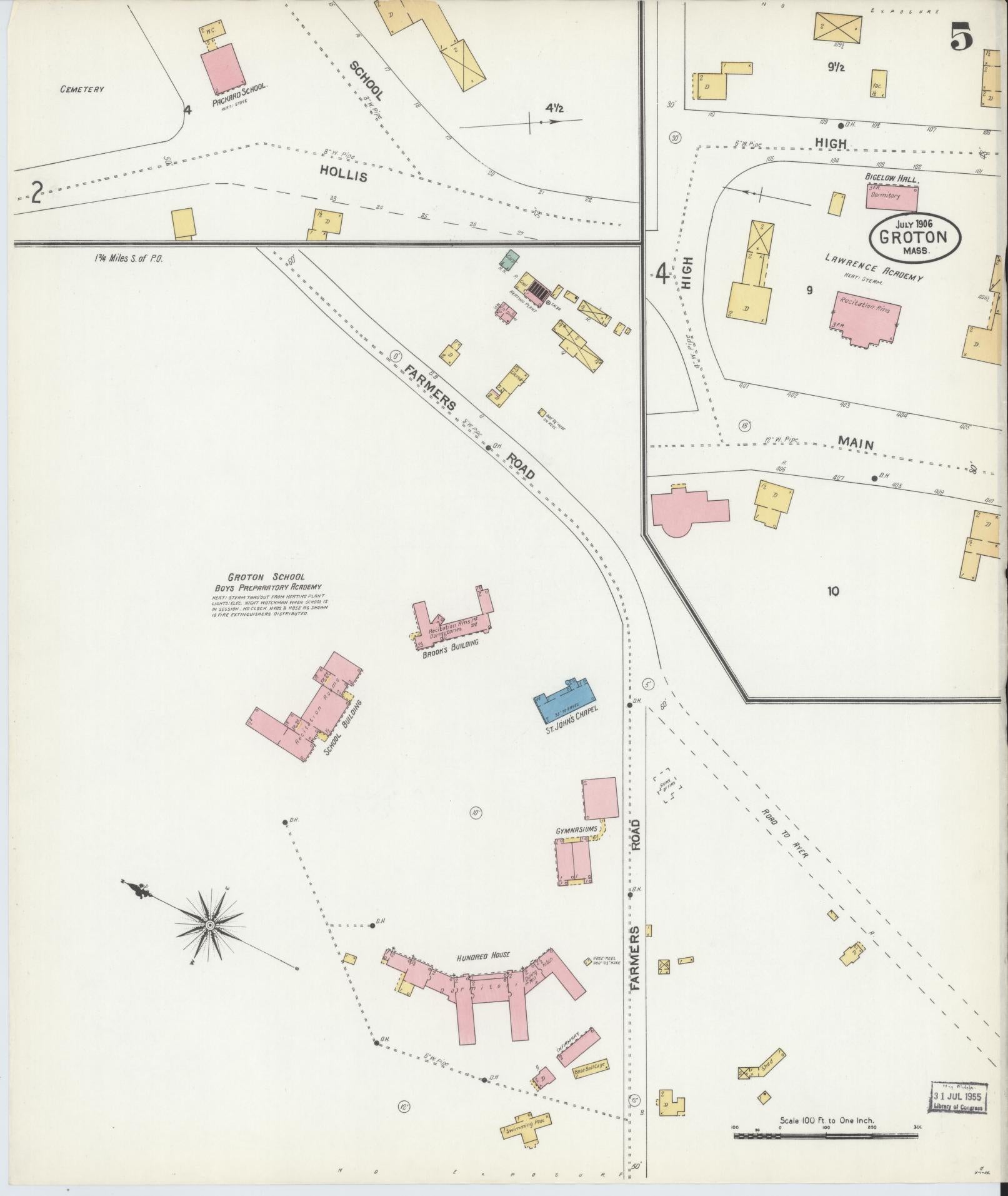 Sanborn Fire Insurance Map from Groton, Middlesex County, Massachusetts (1906), Sheet #0005 - Complete Map Set gallery image, historic Sanborn map, vintage wall art, Massachusetts Massachusetts