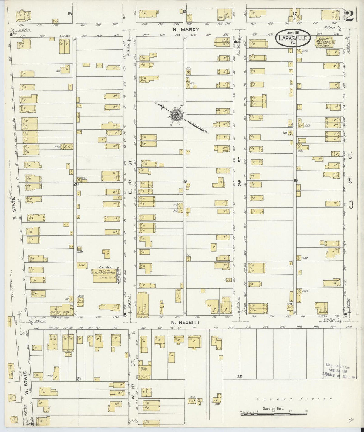 Sanborn Fire Insurance Map from Larksville, Luzerne County, Pennsylvania (1911), Sheet #0002 - Complete Map Set gallery image, historic Sanborn map, vintage wall art, Pennsylvania Pennsylvania