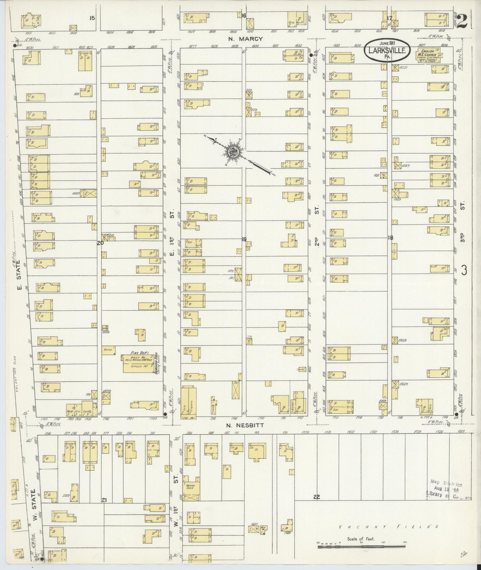 Sanborn Fire Insurance Map from Larksville, Luzerne County, Pennsylvania (1911), Sheet #0002 - Complete Map Set gallery image, historic Sanborn map, vintage wall art, Pennsylvania Pennsylvania