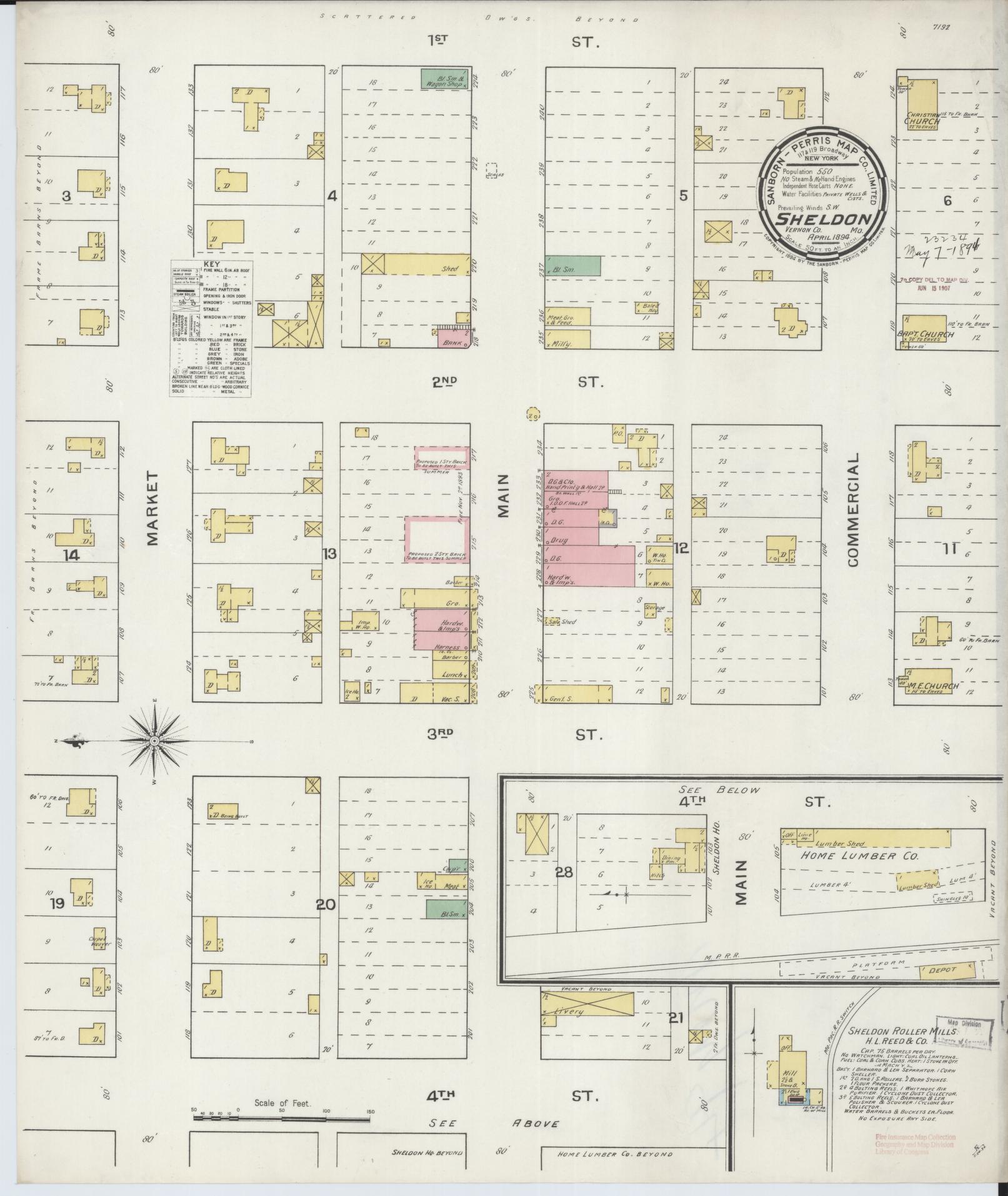 Sanborn Fire Insurance Map from Sheldon, Vernon County, Missouri. (1894) – Historic Sanborn Fire Insurance Map Print