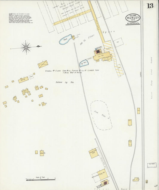 Sanborn Fire Insurance Map from Hurley, Iron County, Wisconsin (1905), Sheet #0013 - Historic Sanborn Fire Insurance Map Print, vintage old map wall art, antique decor, genealogy gift, Wisconsin Wisconsin map