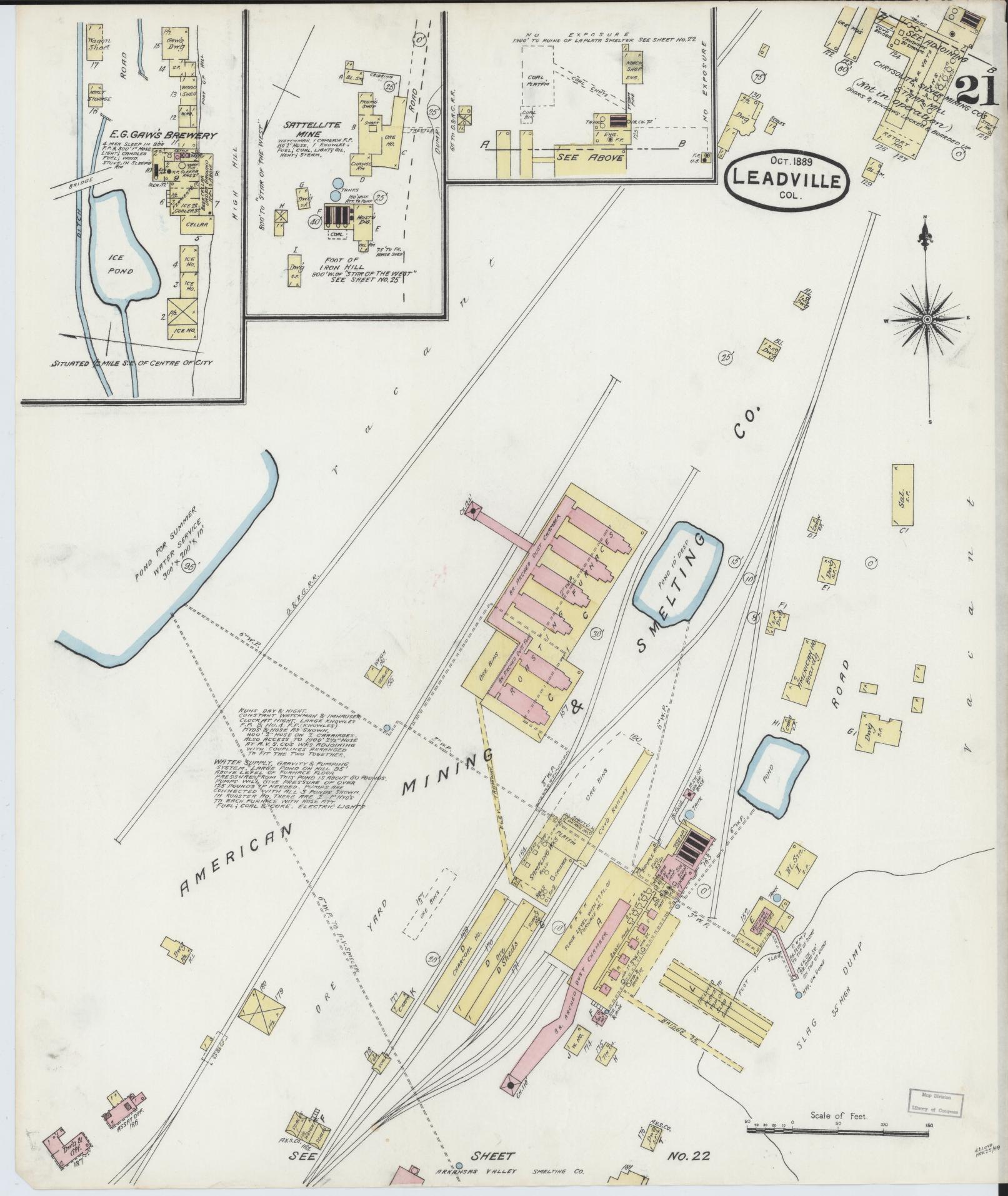 Sanborn Fire Insurance Map from Leadville, Lake County, Colorado (1889), Sheet #0021 - Complete Map Set gallery image, historic Sanborn map, vintage wall art, Colorado Colorado