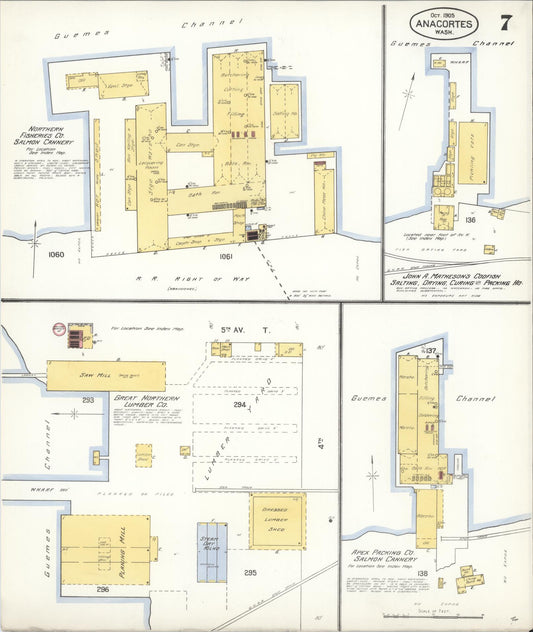 Sanborn Fire Insurance Map from Anacortes, Skagit County, Washington (1905), Sheet #0007 - Historic Sanborn Fire Insurance Map Print, vintage old map wall art, antique decor, genealogy gift, Washington Washington map