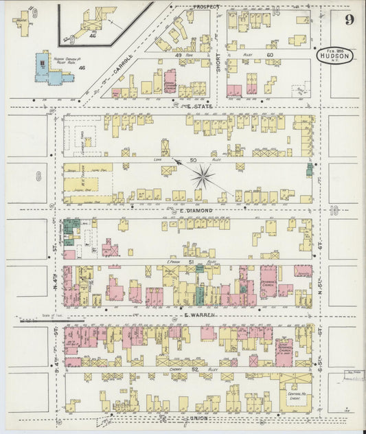 Sanborn Fire Insurance Map from Hudson, Columbia County, New York (1895), Sheet #0009 - Historic Sanborn Fire Insurance Map Print, vintage old map wall art, antique decor, genealogy gift, New York New York map