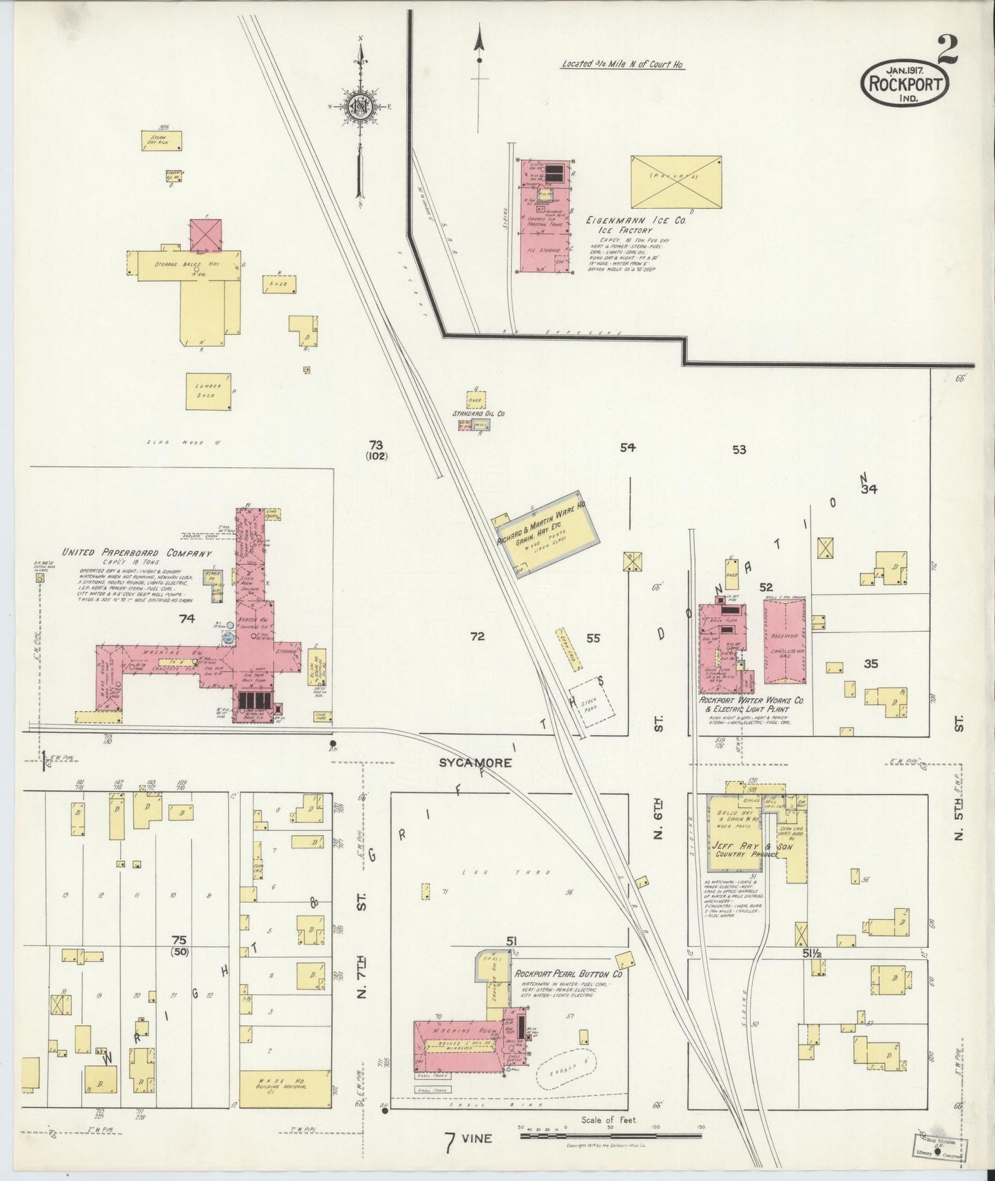 Sanborn Fire Insurance Map from Rockport, Spencer County, Indiana (1917), Sheet #0002 - Complete Map Set gallery image, historic Sanborn map, vintage wall art, Indiana Indiana