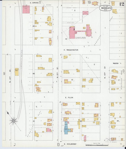 Sanborn Fire Insurance Map from Mankato, Blue Earth County, Minnesota (1900), Sheet #0012 - Complete Map Set gallery image, historic Sanborn map, vintage wall art, Minnesota Minnesota