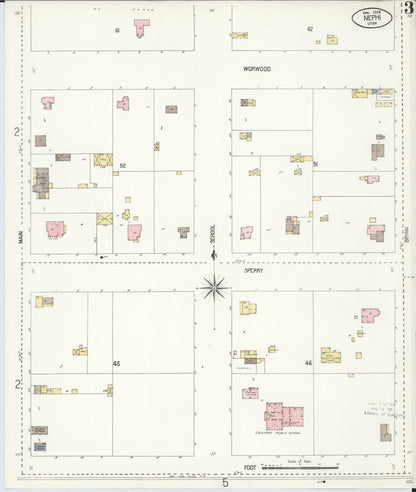 Sanborn Fire Insurance Map from Nephi, Juab County, Utah (1908), Sheet #0003 - Complete Map Set gallery image, historic Sanborn map, vintage wall art, Utah Utah