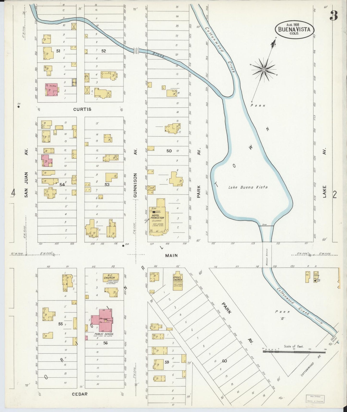 Sanborn Fire Insurance Map from Buena Vista, Chaffee County, Colorado (1908), Sheet #0003 - Historic Sanborn Fire Insurance Map Print, vintage old map wall art, antique decor, genealogy gift, Colorado Colorado map