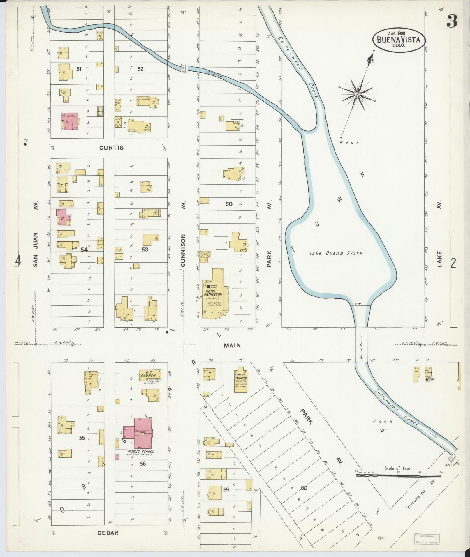 Sanborn Fire Insurance Map from Buena Vista, Chaffee County, Colorado (1908), Sheet #0003 - Historic Sanborn Fire Insurance Map Print, vintage old map wall art, antique decor, genealogy gift, Colorado Colorado map