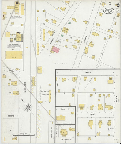 Sanborn Fire Insurance Map from Italy, Ellis County, Texas (1899), Sheet #0002 - Historic Sanborn Fire Insurance Map Print, vintage old map wall art, antique decor, genealogy gift, Texas Texas map