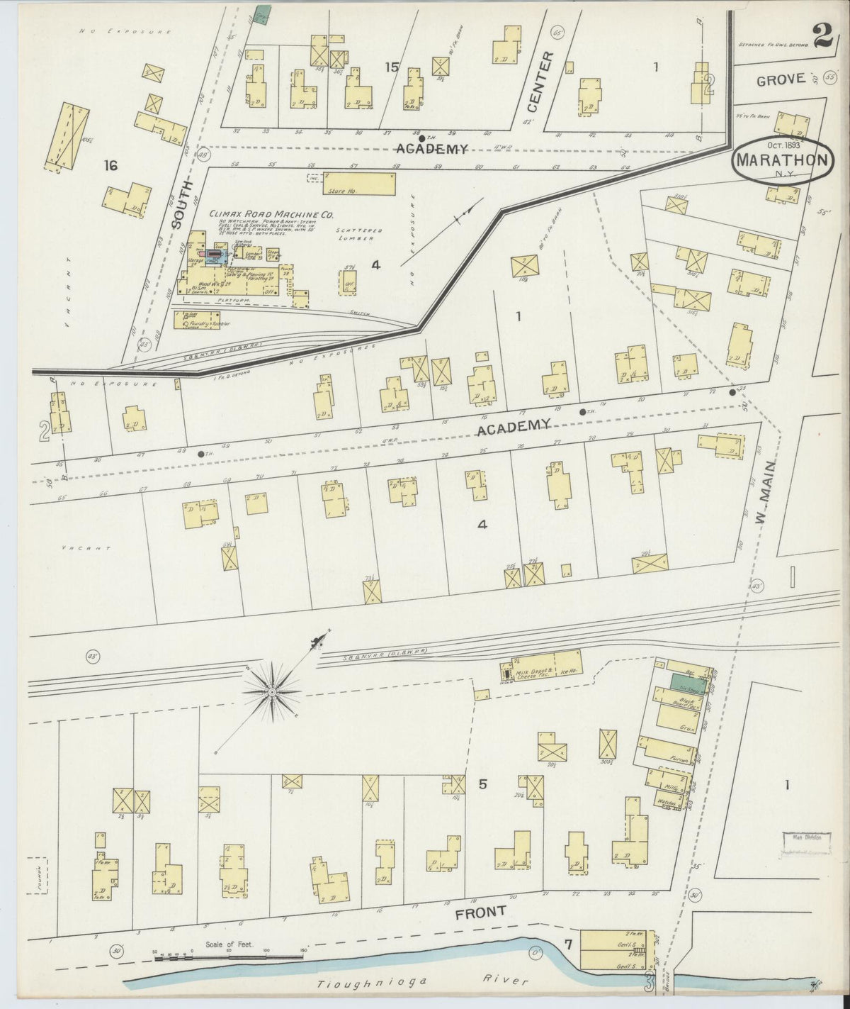 Sanborn Fire Insurance Map from Marathon, Cortland County, New York (1893), Sheet #0002 - Complete Map Set gallery image, historic Sanborn map, vintage wall art, New York New York