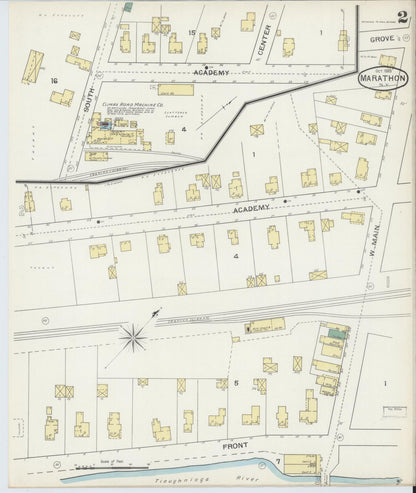 Sanborn Fire Insurance Map from Marathon, Cortland County, New York (1893), Sheet #0002 - Complete Map Set gallery image, historic Sanborn map, vintage wall art, New York New York