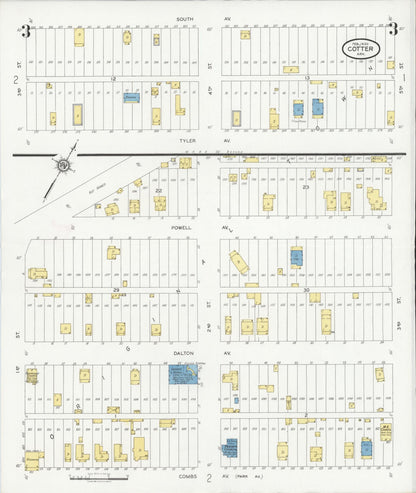 Sanborn Fire Insurance Map from Cotter, Baxter County, Arkansas (1930), Sheet #0003 - Complete Map Set gallery image, historic Sanborn map, vintage wall art, Arkansas Arkansas