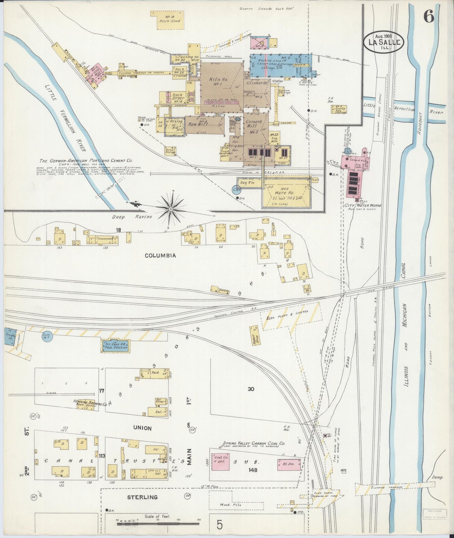 Sanborn Fire Insurance Map from La Salle, La Salle County, Illinois (1906), Sheet #0006 - Historic Sanborn Fire Insurance Map Print, vintage old map wall art, antique decor, genealogy gift, Illinois Illinois map