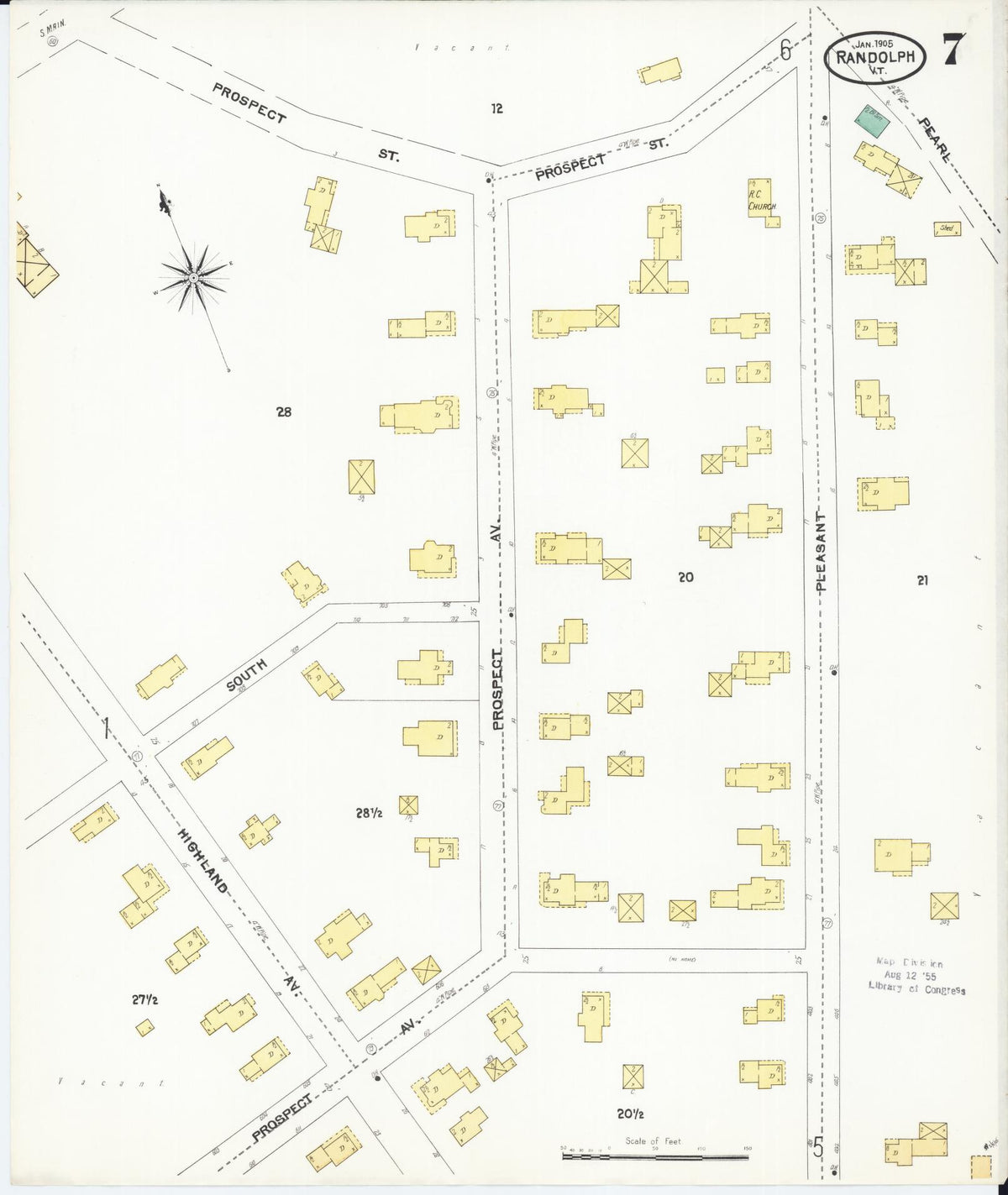 Sanborn Fire Insurance Map from Randolph, Orange County, Vermont (1905), Sheet #0007 - Complete Map Set gallery image, historic Sanborn map, vintage wall art, Vermont Vermont