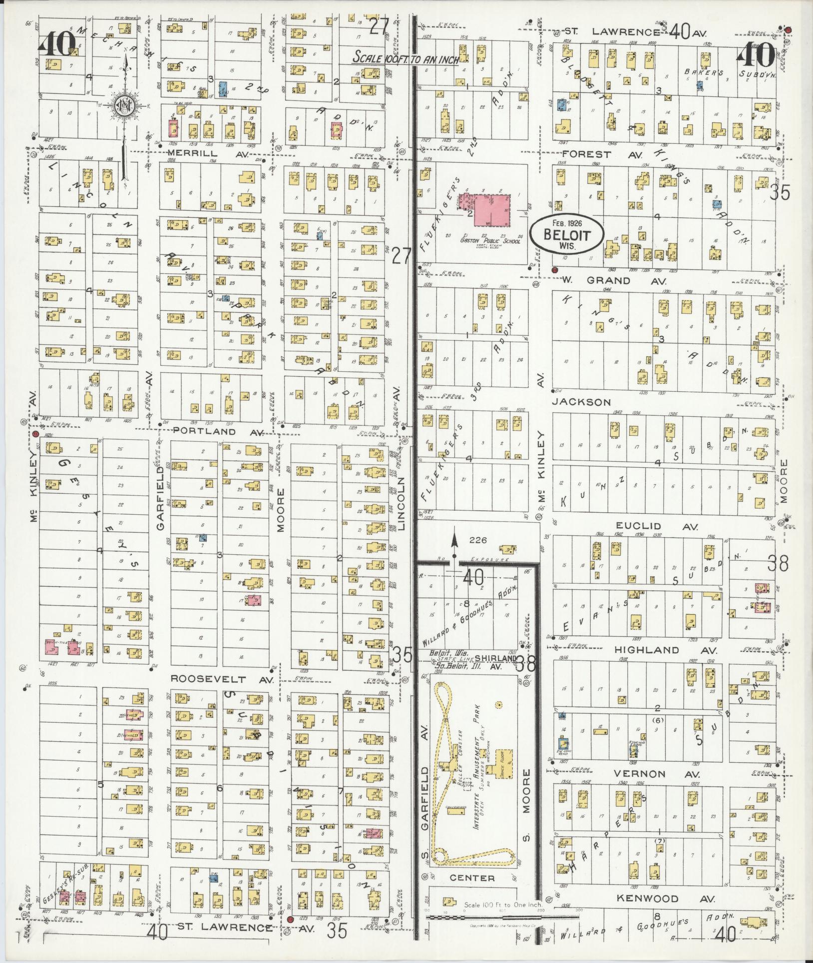 Sanborn Fire Insurance Map from Beloit, Rock County, Wisconsin (1926), Sheet #0040 - Historic Sanborn Fire Insurance Map Print, vintage old map wall art, antique decor, genealogy gift, Wisconsin Wisconsin map