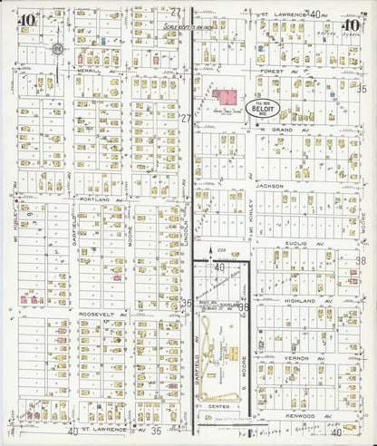 Sanborn Fire Insurance Map from Beloit, Rock County, Wisconsin (1926), Sheet #0040 - Historic Sanborn Fire Insurance Map Print, vintage old map wall art, antique decor, genealogy gift, Wisconsin Wisconsin map