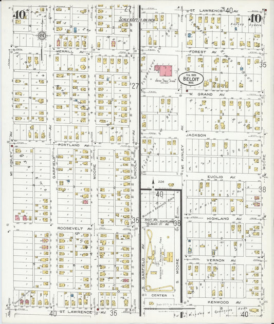 Sanborn Fire Insurance Map from Beloit, Rock County, Wisconsin (1926), Sheet #0040 - Historic Sanborn Fire Insurance Map Print, vintage old map wall art, antique decor, genealogy gift, Wisconsin Wisconsin map