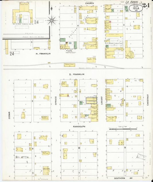 Sanborn Fire Insurance Map from Iola, Allen County, Kansas (1901), Sheet #0024 - Historic Sanborn Fire Insurance Map Print, vintage old map wall art, antique decor, genealogy gift, Kansas Kansas map