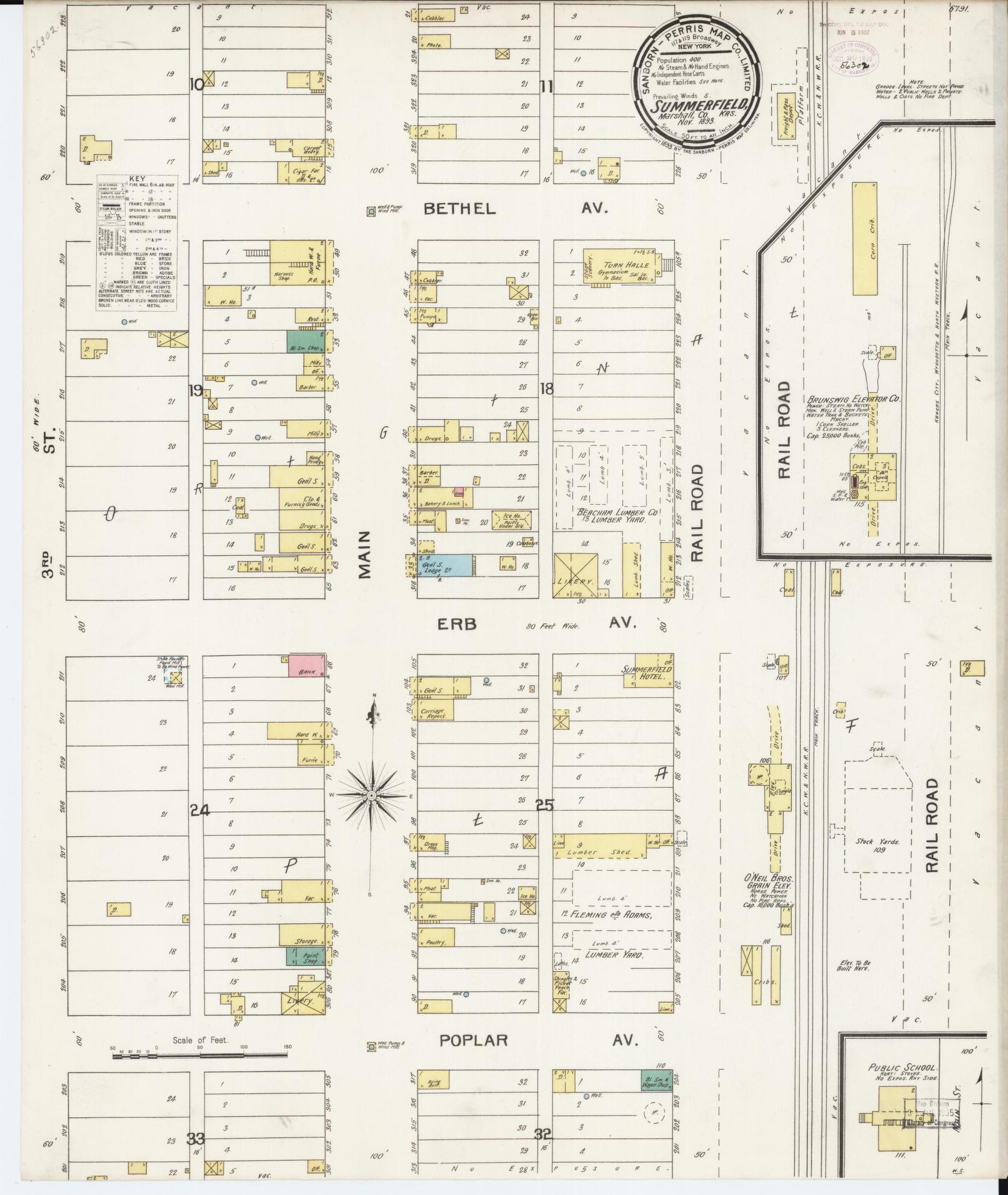 Sanborn Fire Insurance Map from Summerfield, Marshall County, Kansas. (1893) – Historic Sanborn Fire Insurance Map Print