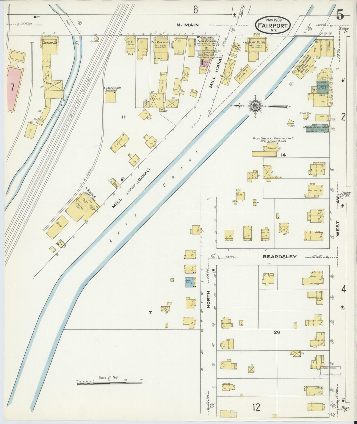 Sanborn Fire Insurance Map from Fairport, Monroe County, New York (1909), Sheet #0005 - Historic Sanborn Fire Insurance Map Print, vintage old map wall art, antique decor, genealogy gift, New York New York map