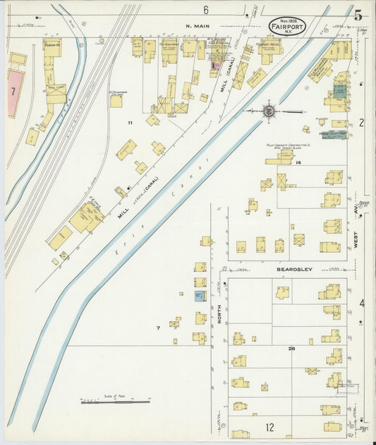 Sanborn Fire Insurance Map from Fairport, Monroe County, New York (1909), Sheet #0005 - Historic Sanborn Fire Insurance Map Print, vintage old map wall art, antique decor, genealogy gift, New York New York map