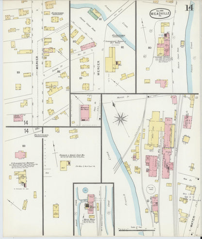 Sanborn Fire Insurance Map from Meadville, Crawford County, Pennsylvania (1896), Sheet #0014 - Complete Map Set gallery image, historic Sanborn map, vintage wall art, Pennsylvania Pennsylvania
