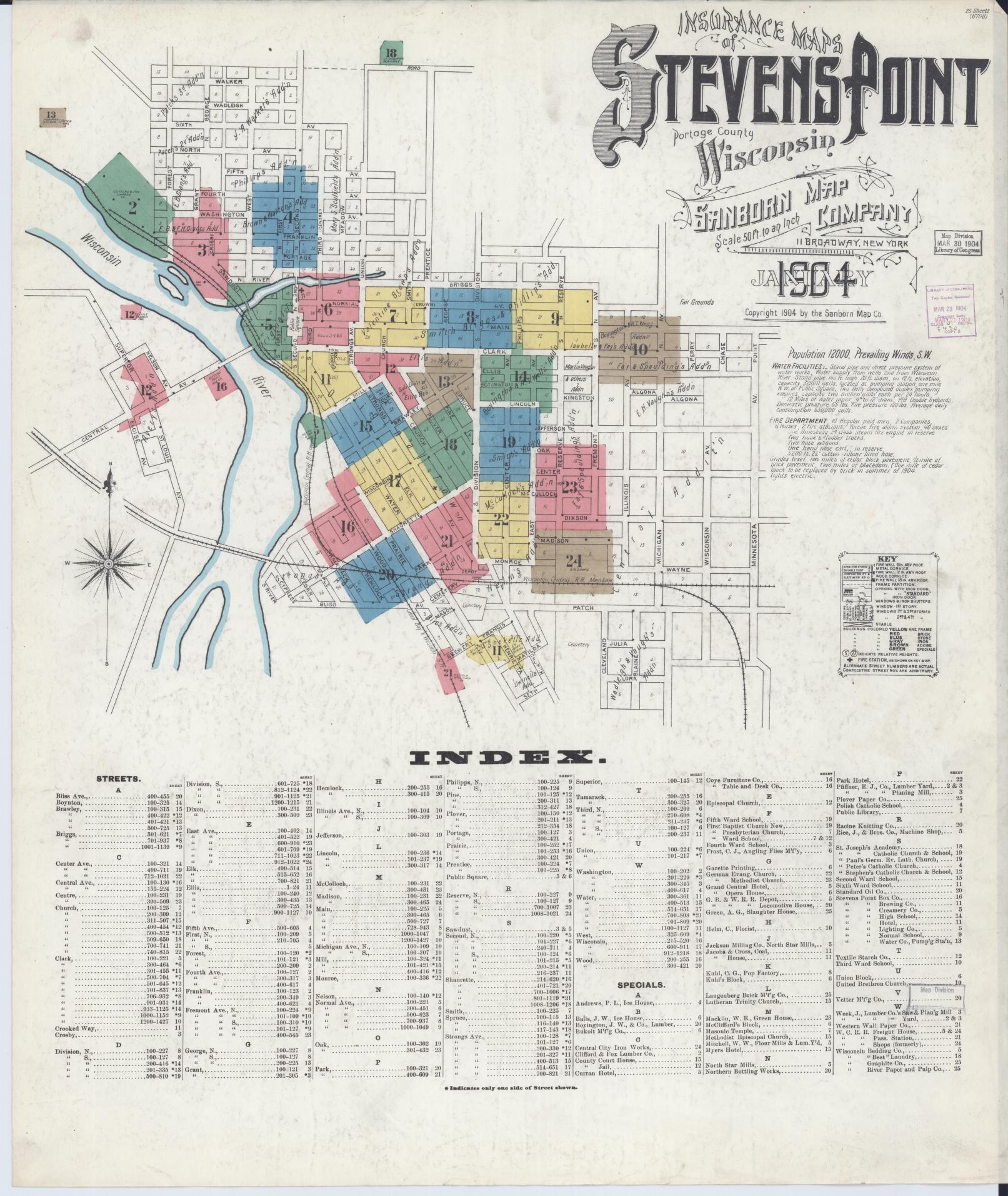 Stevens Point, Portage County, Wisconsin (1904) – Sanborn Fire Insurance Map – Map View