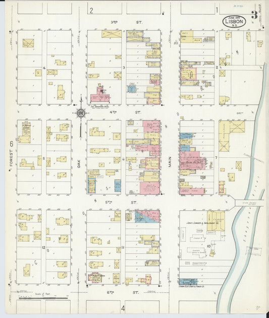 Sanborn Fire Insurance Map from Lisbon, Ransom County, North Dakota (1914), Sheet #0003 - Historic Sanborn Fire Insurance Map Print, vintage old map wall art, antique decor, genealogy gift, North Dakota North Dakota map