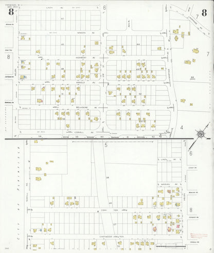 Sanborn Fire Insurance Map from Fanwood, Union County, New Jersey (1933), Sheet #0008 - Historic Sanborn Fire Insurance Map Print, vintage old map wall art, antique decor, genealogy gift, New Jersey New Jersey map