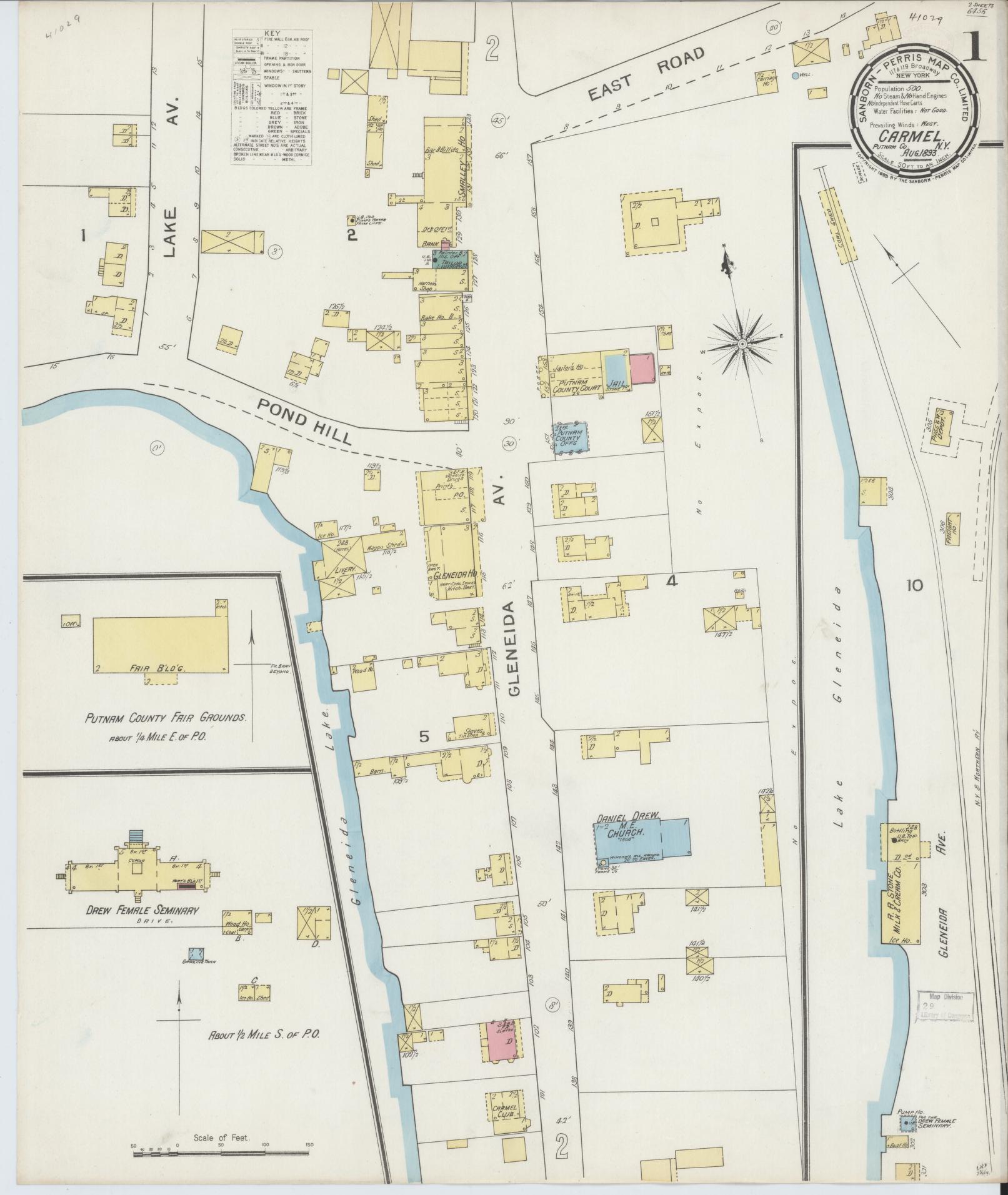 Sanborn Fire Insurance Map from Carmel, Putnam County, New York. (1893) – Historic Sanborn Fire Insurance Map Print