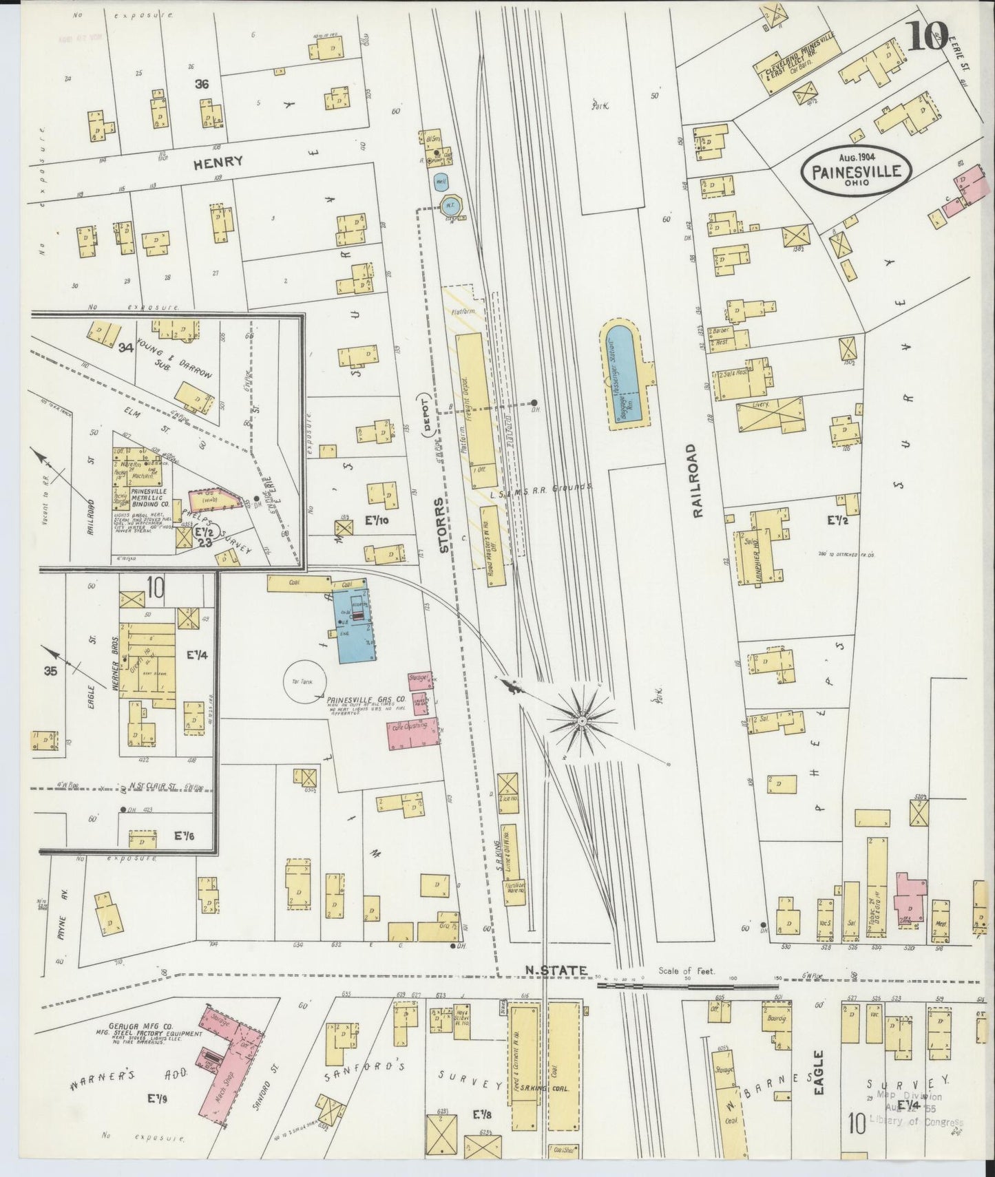 Sanborn Fire Insurance Map from Painesville, Lake County, Ohio (1904), Sheet #0010 - Complete Map Set gallery image, historic Sanborn map, vintage wall art, Ohio Ohio
