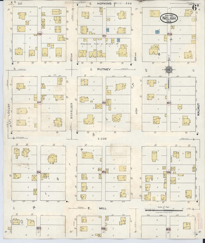 Sanborn Fire Insurance Map from Neligh, Antelope County, Nebraska (1934), Sheet #0006 - Complete Map Set gallery image, historic Sanborn map, vintage wall art, Nebraska Nebraska
