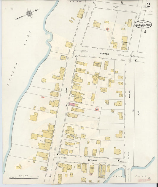 Sanborn Fire Insurance Map from Cleveland, Oswego County, New York (1936), Sheet #0002 - Historic Sanborn Fire Insurance Map Print, vintage old map wall art, antique decor, genealogy gift, New York New York map