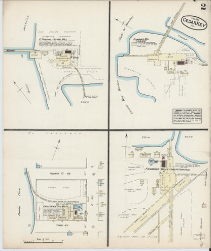 Sanborn Fire Insurance Map from Cedar Key, Levy County, Florida (1884), Sheet #0002 - Historic Sanborn Fire Insurance Map Print, vintage old map wall art, antique decor, genealogy gift, Florida Florida map