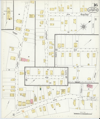 Sanborn Fire Insurance Map from Slatington, Lehigh County, Pennsylvania (1908), Sheet #0016 - Historic Sanborn Fire Insurance Map Print, vintage old map wall art, antique decor, genealogy gift, Pennsylvania Pennsylvania map
