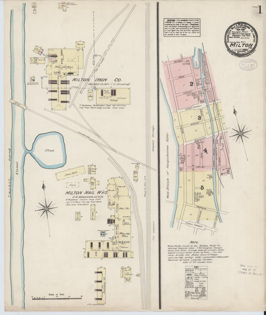 Sanborn Fire Insurance Map from Milton, Northumberland County, Pennsylvania (1884), Sheet #0001 - Complete Map Set gallery image, historic Sanborn map, vintage wall art, Pennsylvania Pennsylvania