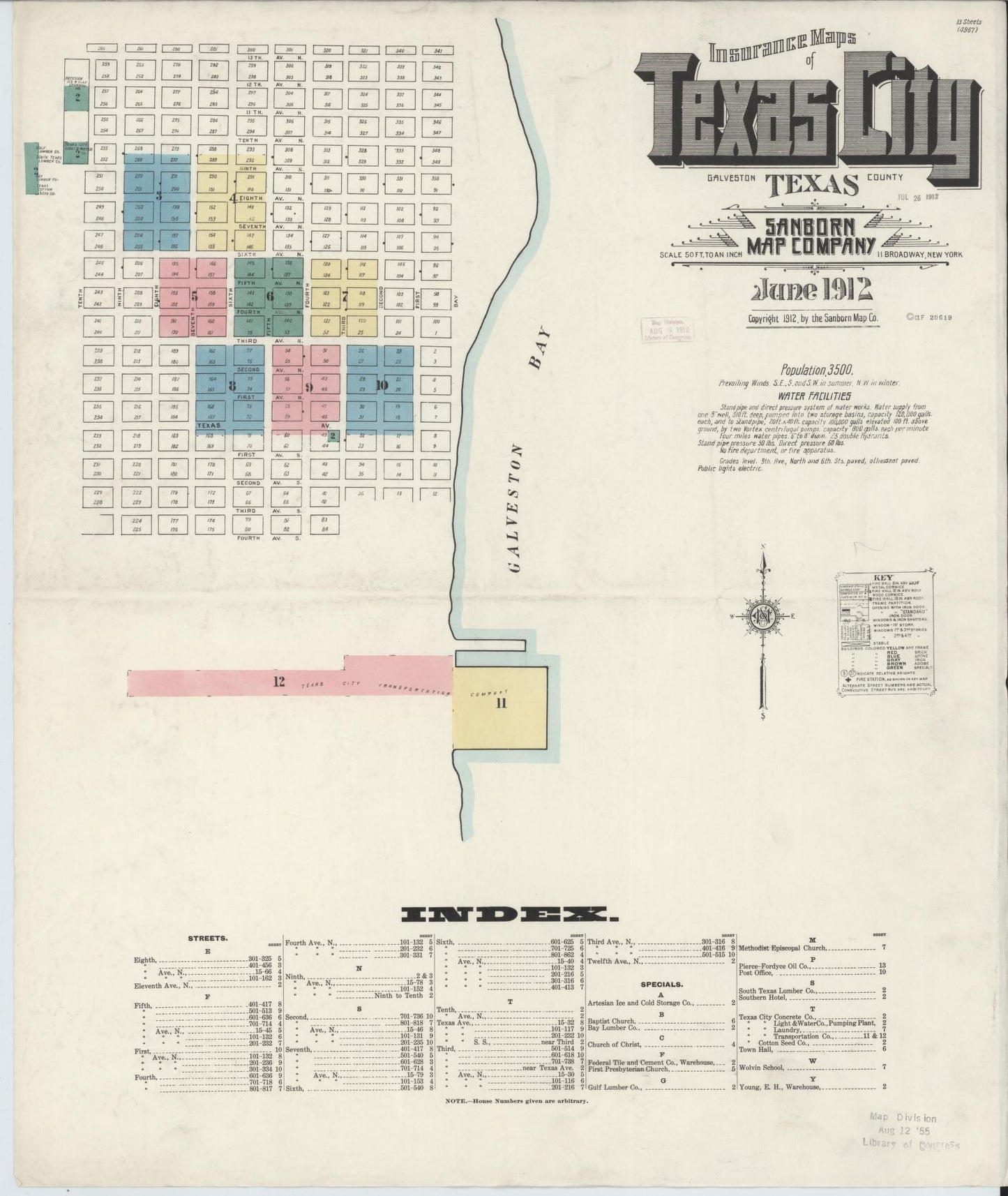 Sanborn Fire Insurance Map from Texas City, Galveston County, Texas (1912), Sheet #0001 - Complete Map Set gallery image, historic Sanborn map, vintage wall art, Texas Texas