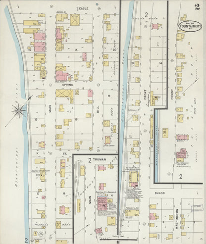 Sanborn Fire Insurance Map from Fountain City, Buffalo County, Wisconsin (1898), Sheet #0002 - Historic Sanborn Fire Insurance Map Print, vintage old map wall art, antique decor, genealogy gift, Wisconsin Wisconsin map