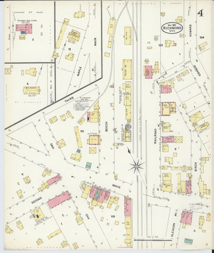Sanborn Fire Insurance Map from Richmond, Macomb County, Michigan (1907), Sheet #0004 - Historic Sanborn Fire Insurance Map Print, vintage old map wall art, antique decor, genealogy gift, Michigan Michigan map